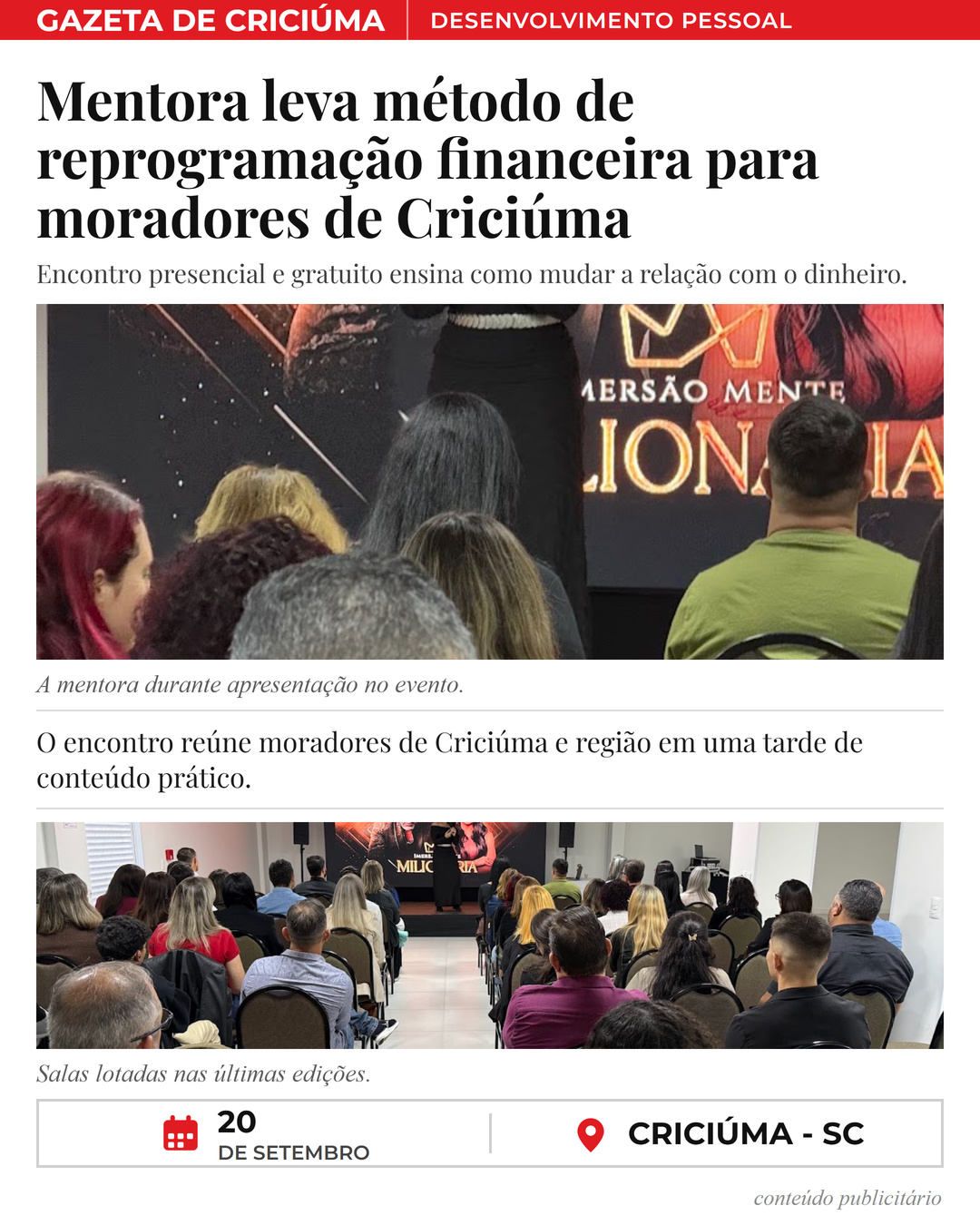 Matéria longa &middot; fotos novas — Criciúma