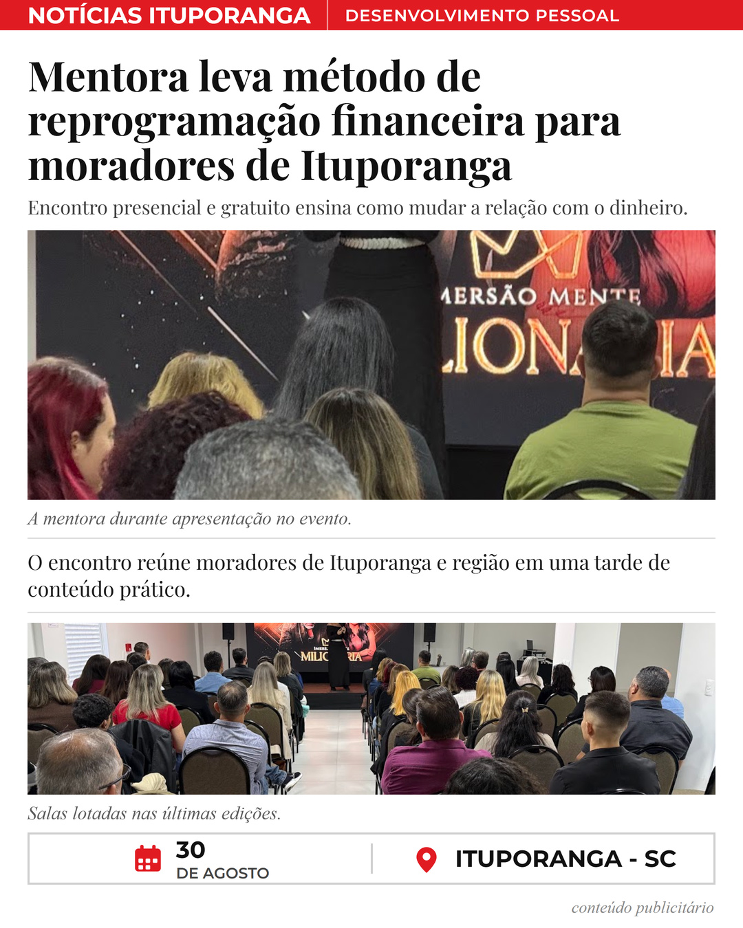 Matéria longa &middot; fotos novas — Ituporanga