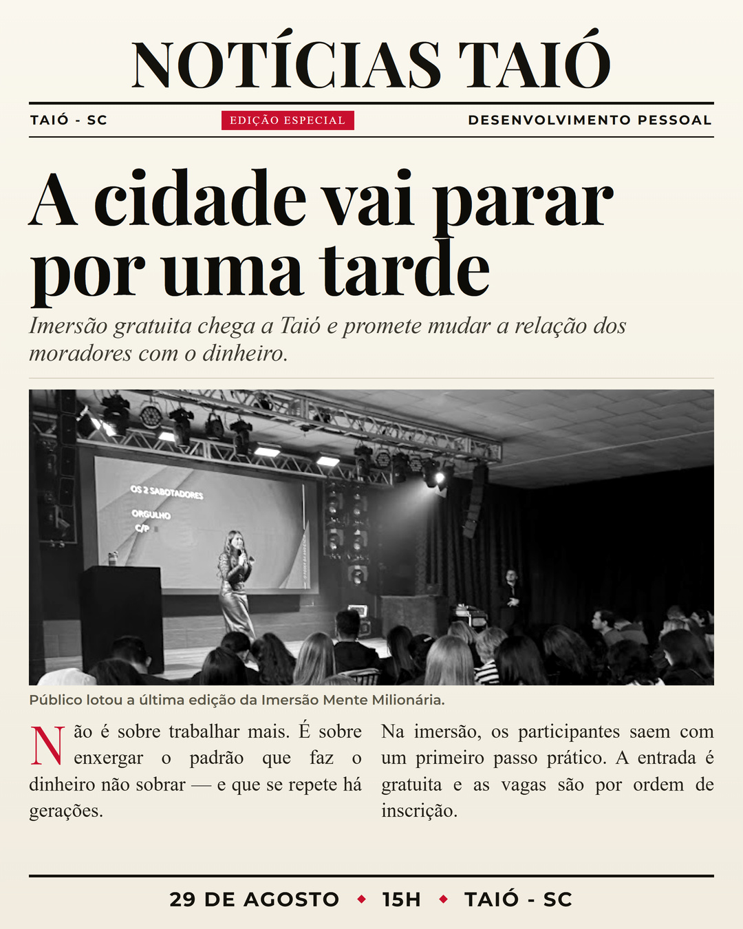 Primeira página — Taió