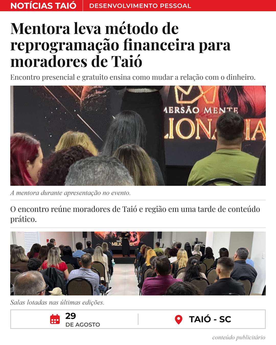 Matéria longa &middot; fotos novas — Taió